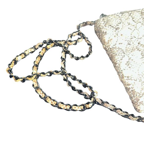Inge Christopher Genuine Snakeskin Quilted Crossbody Bag Gunmetal Chain Luxury - Picture 5 of 13